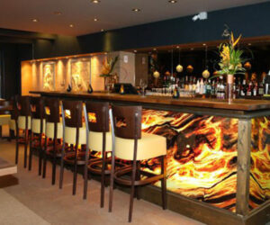 backlit thin stone bar