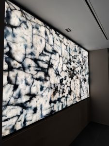backlit blue ice quartzite feature wall surrey